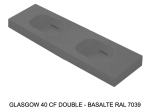 Plan double vasques système d’évacuation discret L 50 à 201 x P 40 à 51 cm, finition lisse mate, 10 couleurs, Résine Anti-bactérien Akrytan® teinté dans la masse, Livraison Offerte